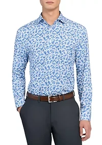 Men's Slim Fit Paisley Print Performance Stretch Dress Shirt