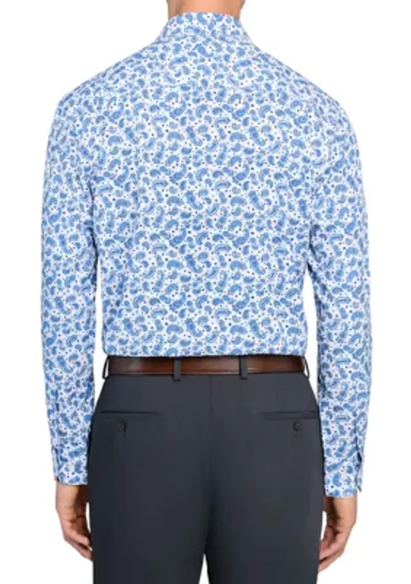 Men's Slim Fit Paisley Print Performance Stretch Dress Shirt