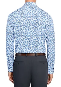 Men's Slim Fit Paisley Print Performance Stretch Dress Shirt