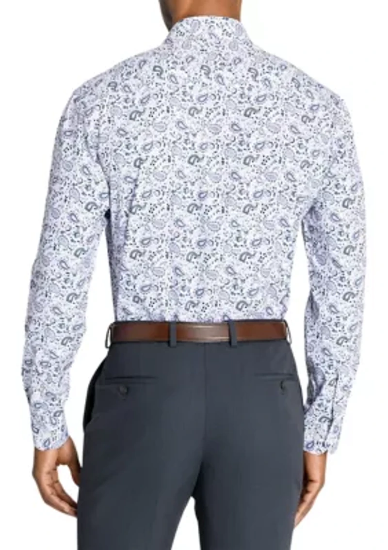 Men's Slim Fit Paisley Performance Stretch Dress Shirt