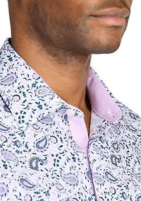 Men's Slim Fit Paisley Performance Stretch Dress Shirt