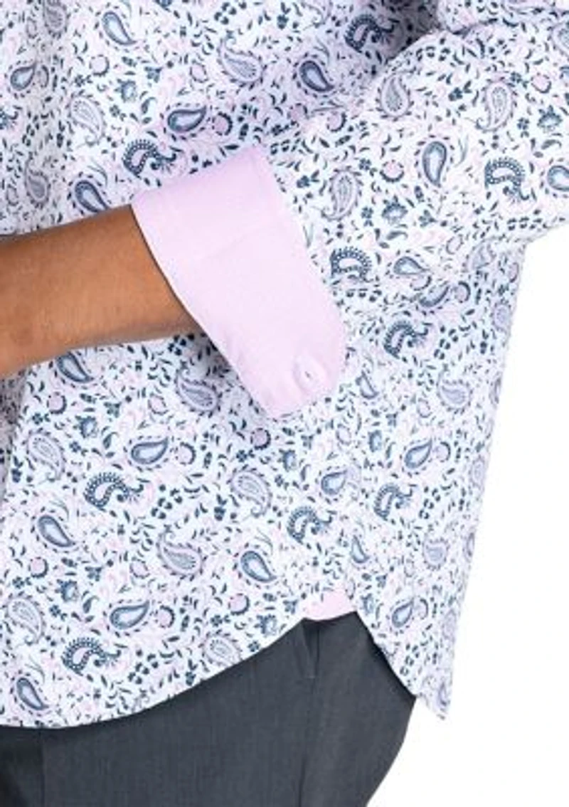 Men's Slim Fit Paisley Performance Stretch Dress Shirt