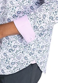 Men's Slim Fit Paisley Performance Stretch Dress Shirt