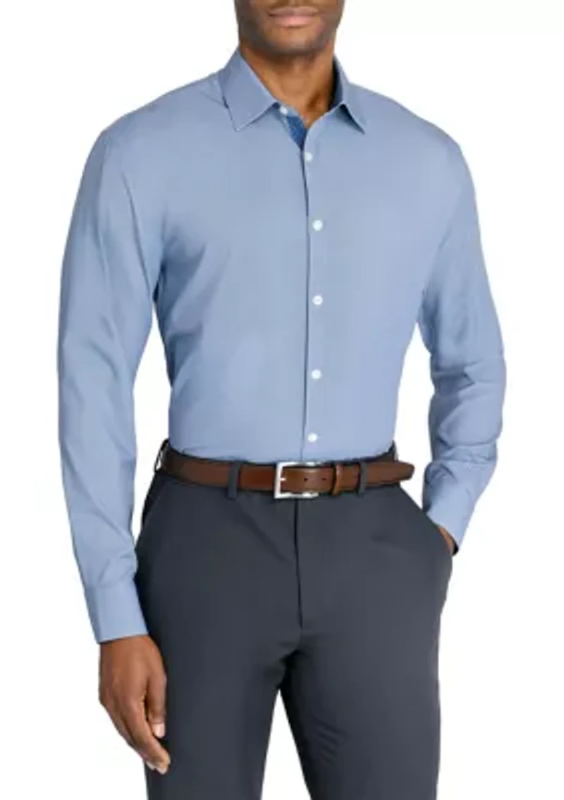 Men's Slim Fit Micro Print Performance Stretch Dress Shirt