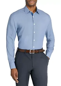 Men's Slim Fit Micro Print Performance Stretch Dress Shirt