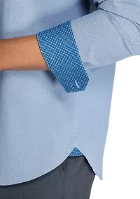 Men's Slim Fit Micro Print Performance Stretch Dress Shirt