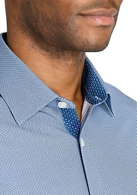 Men's Slim Fit Micro Print Performance Stretch Dress Shirt