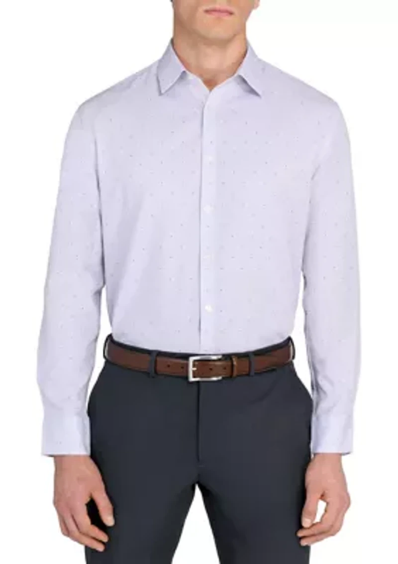 Men's Slim Fit Micro Print Performance Stretch Dress Shirt