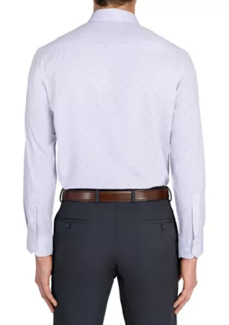 Men's Slim Fit Micro Print Performance Stretch Dress Shirt