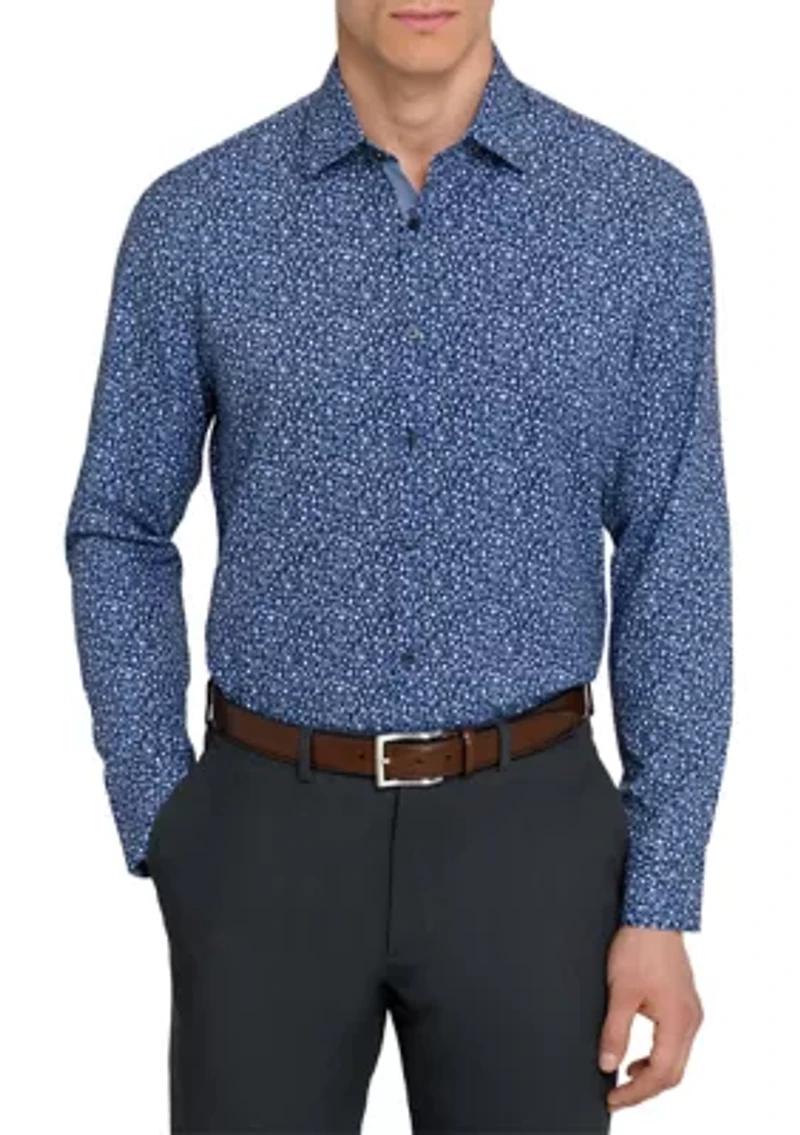 Men's Slim Fit Micro Floral Performance Stretch Dress Shirt
