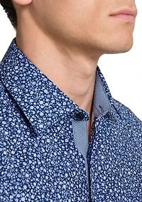 Men's Slim Fit Micro Floral Performance Stretch Dress Shirt