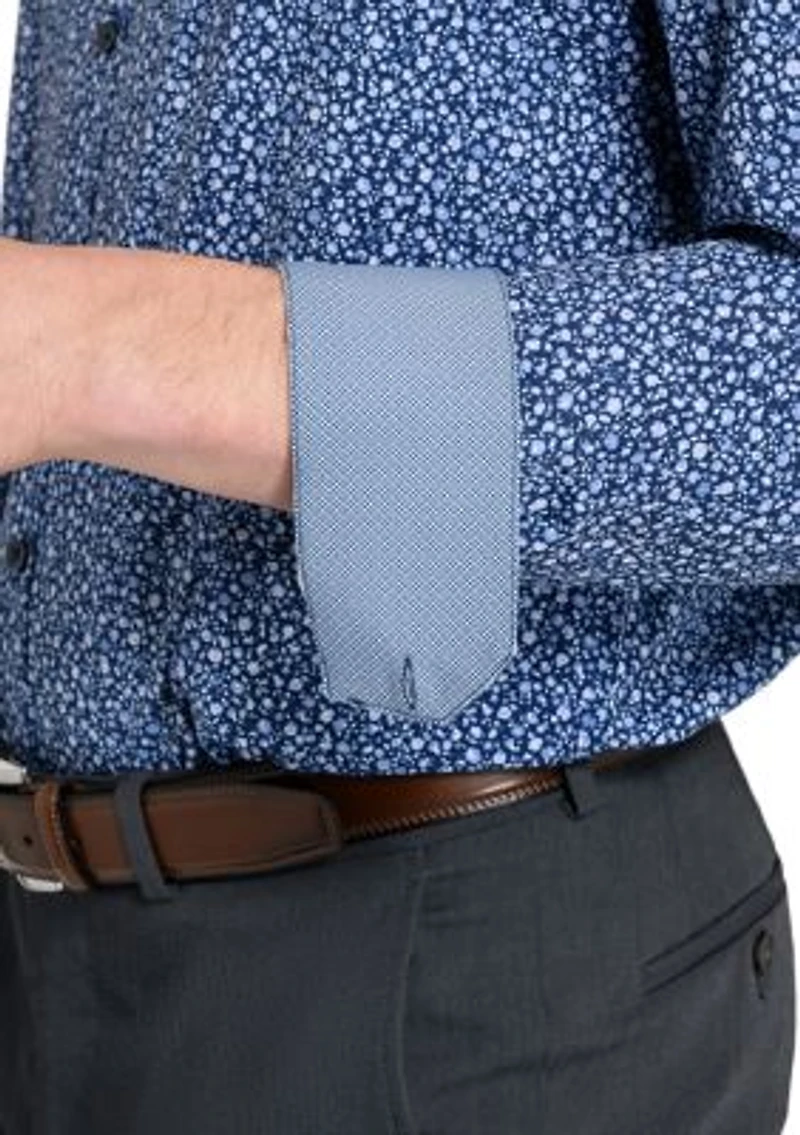 Men's Slim Fit Micro Floral Performance Stretch Dress Shirt