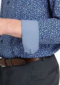 Men's Slim Fit Micro Floral Performance Stretch Dress Shirt