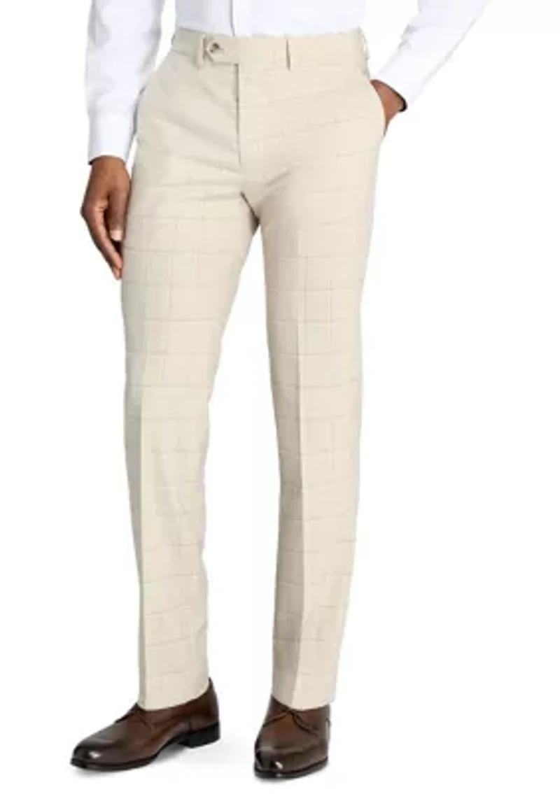 Men's Slim Fit Tan Windowpane Pants