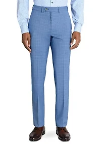 Men's Slim Fit Blue Mini Windowpane Pants