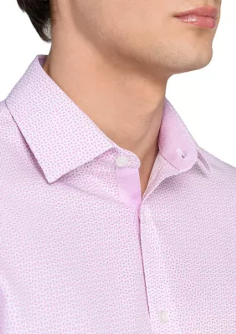 Men's Square Print Long Sleeve Shirt