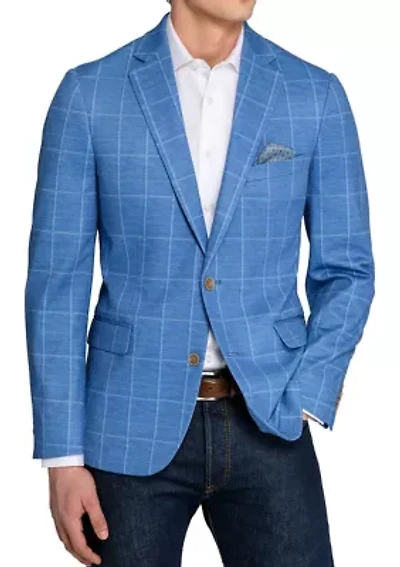 Men's Knit Windowpane Sport Coat