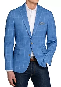 Men's Knit Windowpane Sport Coat