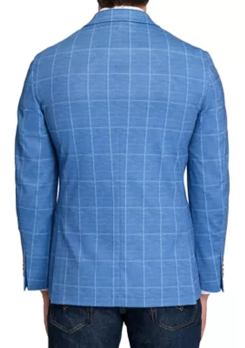 Men's Knit Windowpane Sport Coat
