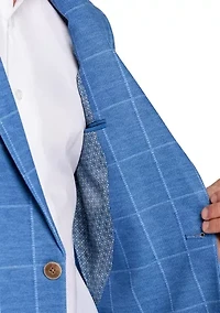 Men's Knit Windowpane Sport Coat