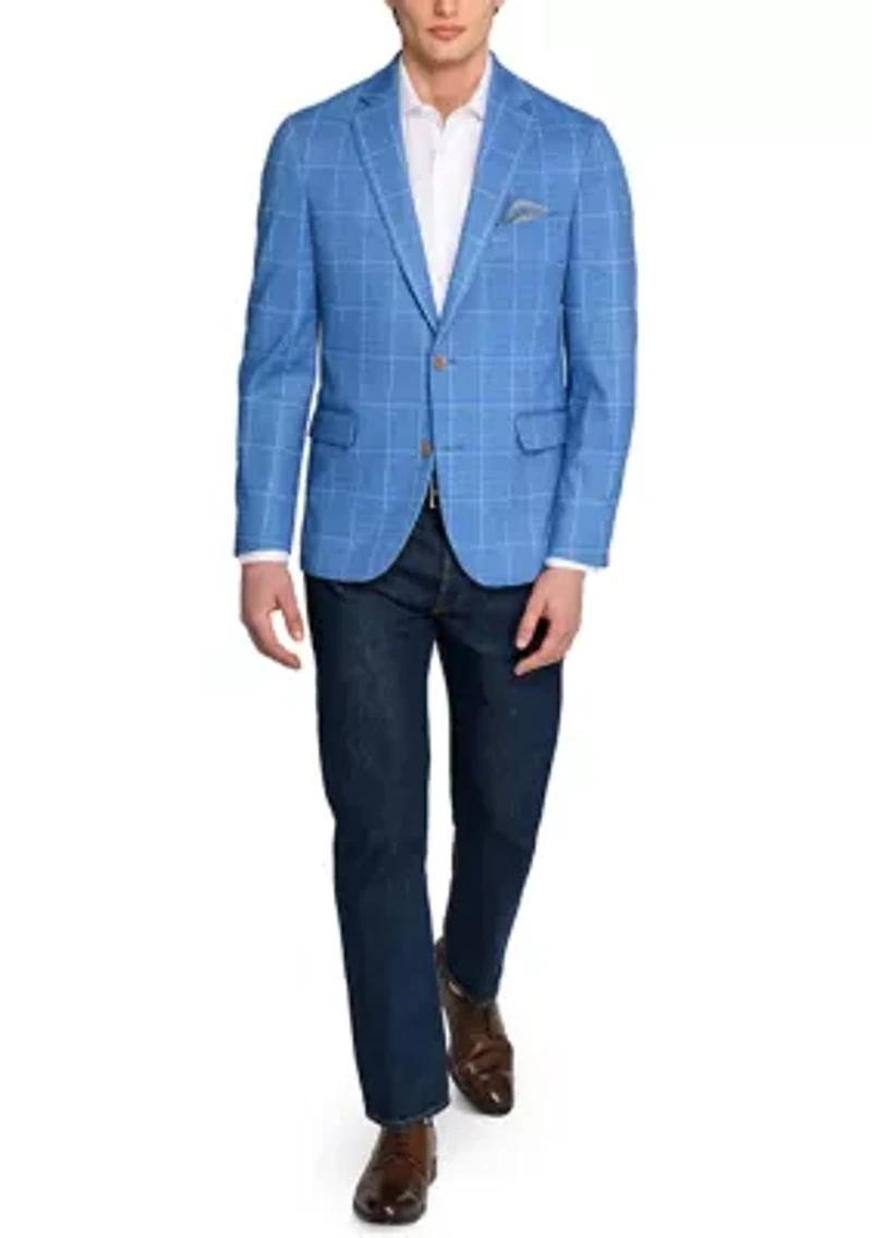 Men's Knit Windowpane Sport Coat