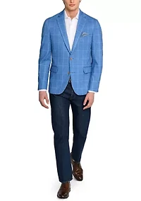 Men's Knit Windowpane Sport Coat