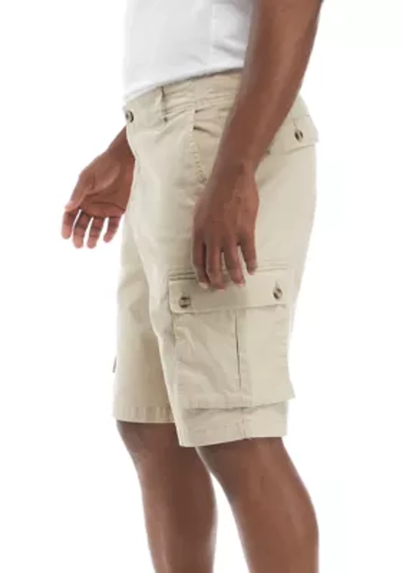 Solid Twill Cargo Shorts