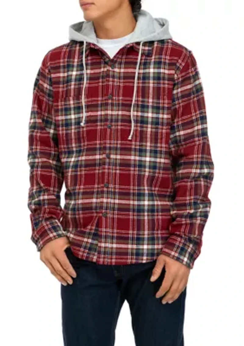 Long Sleeve Hooded Flannel Shirt