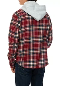 Long Sleeve Hooded Flannel Shirt