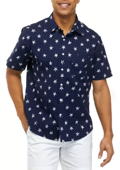 Short Sleeve Printed Poplin Shirt