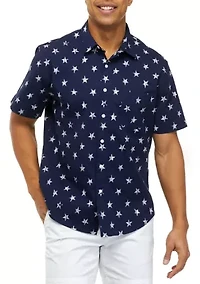Short Sleeve Printed Poplin Shirt