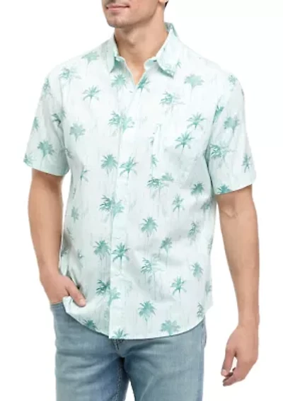Short Sleeve Printed Poplin Shirt