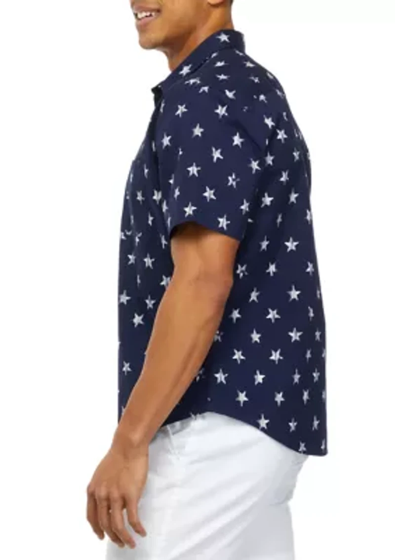 Short Sleeve Printed Poplin Shirt