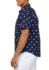 Short Sleeve Printed Poplin Shirt