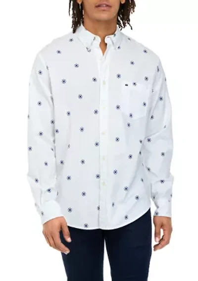 Long Sleeve Woven Printed Oxford Shirt