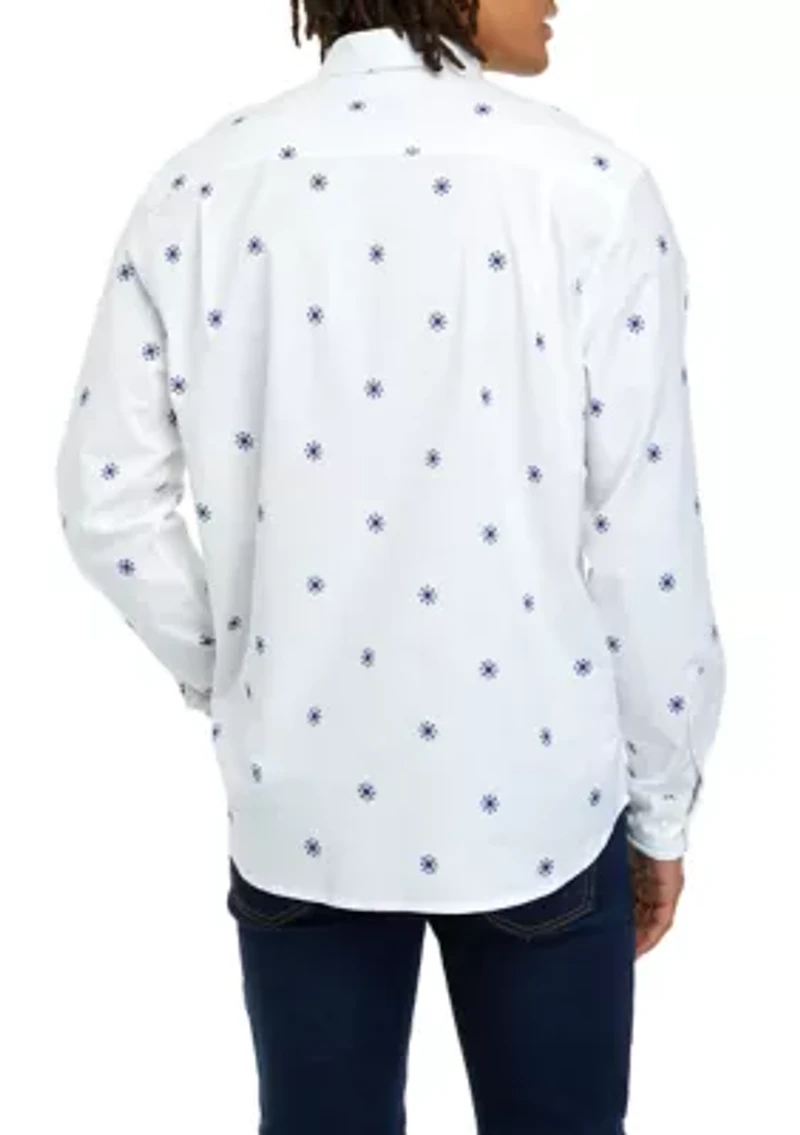 Long Sleeve Woven Printed Oxford Shirt