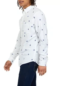 Long Sleeve Woven Printed Oxford Shirt