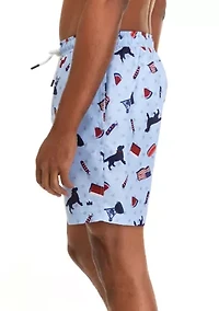 7" Printed Swim Trunks