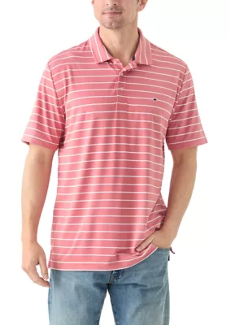 Stripe Short Sleeve Performance Polo Shirt
