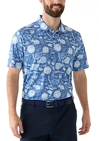 Short Sleeve Floral Printed Polo Shirt