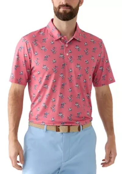 Short Sleeve Floral Printed Polo Shirt