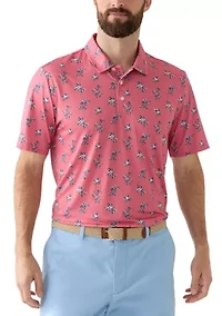 Short Sleeve Floral Printed Polo Shirt