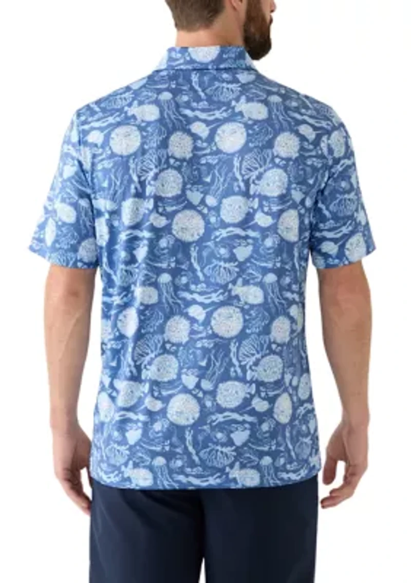Short Sleeve Floral Printed Polo Shirt