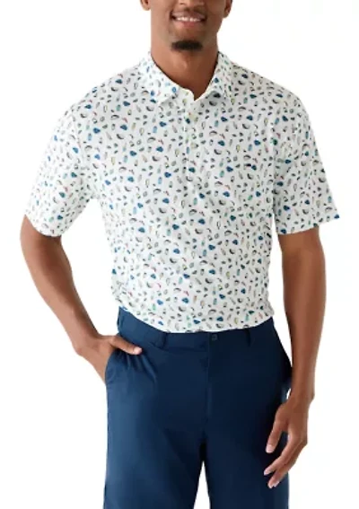 Men's Short Sleeve Printed Performance Polo Shirt