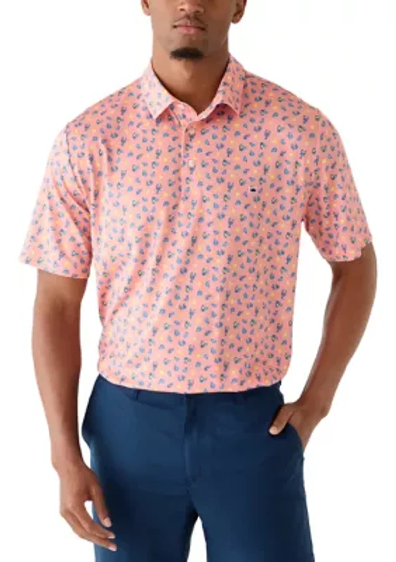 Men's Short Sleeve Printed Performance Polo Shirt