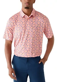 Men's Short Sleeve Printed Performance Polo Shirt