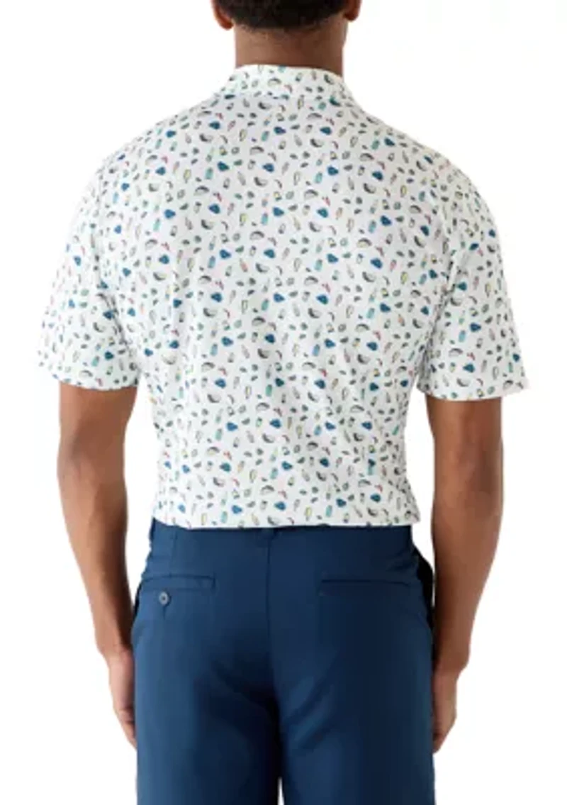 Men's Short Sleeve Printed Performance Polo Shirt