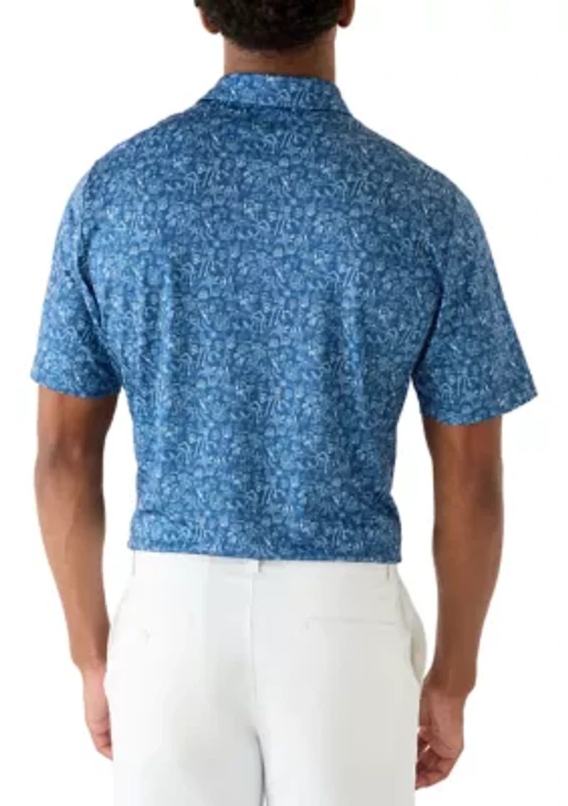 Men's Short Sleeve Printed Performance Polo Shirt