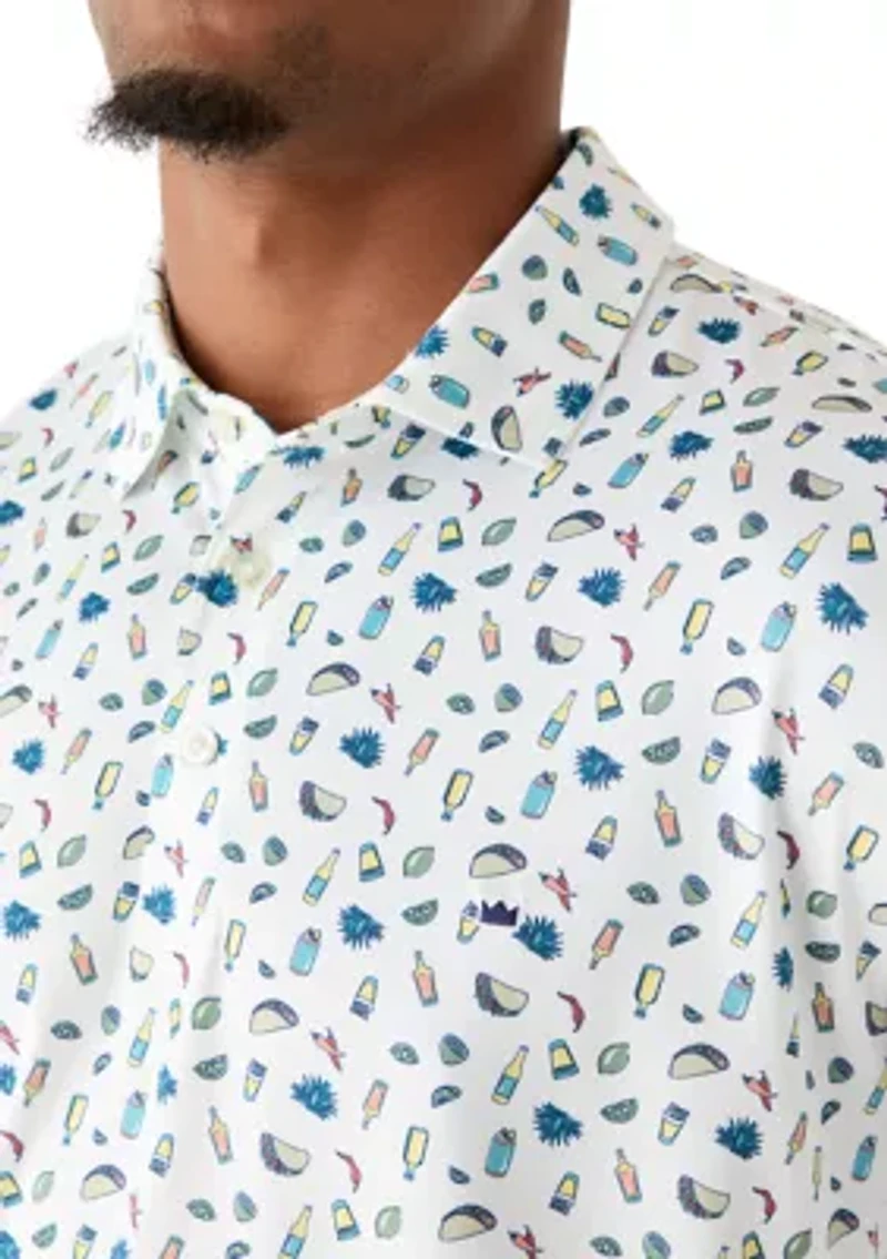 Men's Short Sleeve Printed Performance Polo Shirt