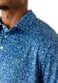 Men's Short Sleeve Printed Performance Polo Shirt